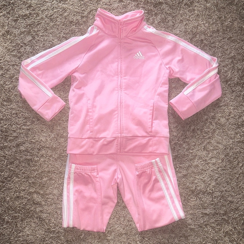Adidas Pink and White Tracksuit